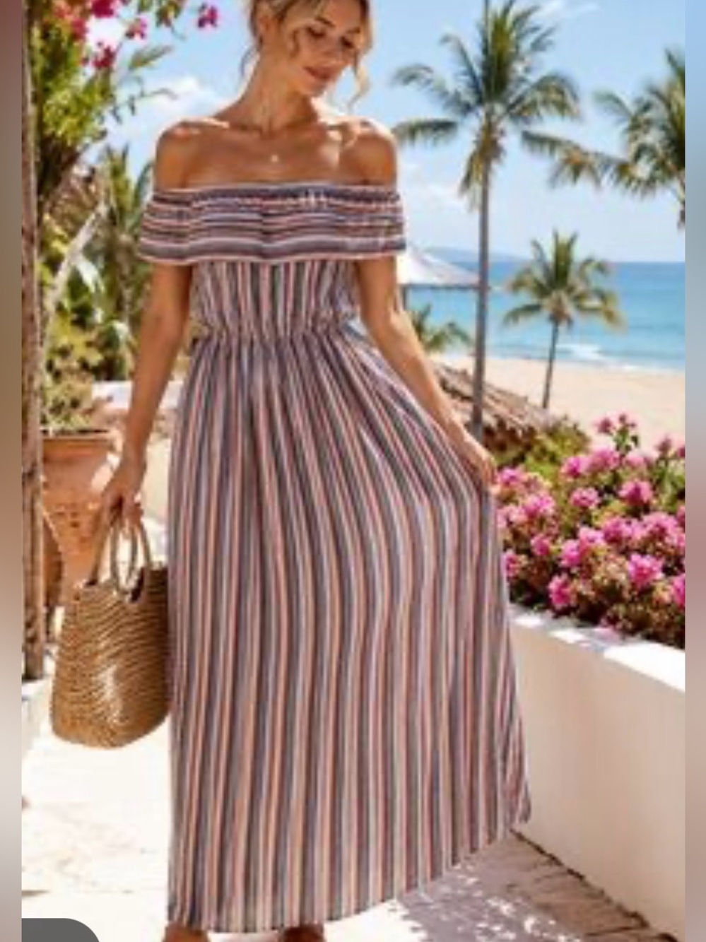 Charlotte Avery Striped Maxi Dress Size Medium